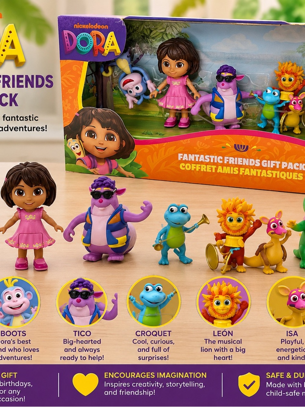Nickelodeon Dora Fantastic Friends Set with Pink Dora & Colorful Figures